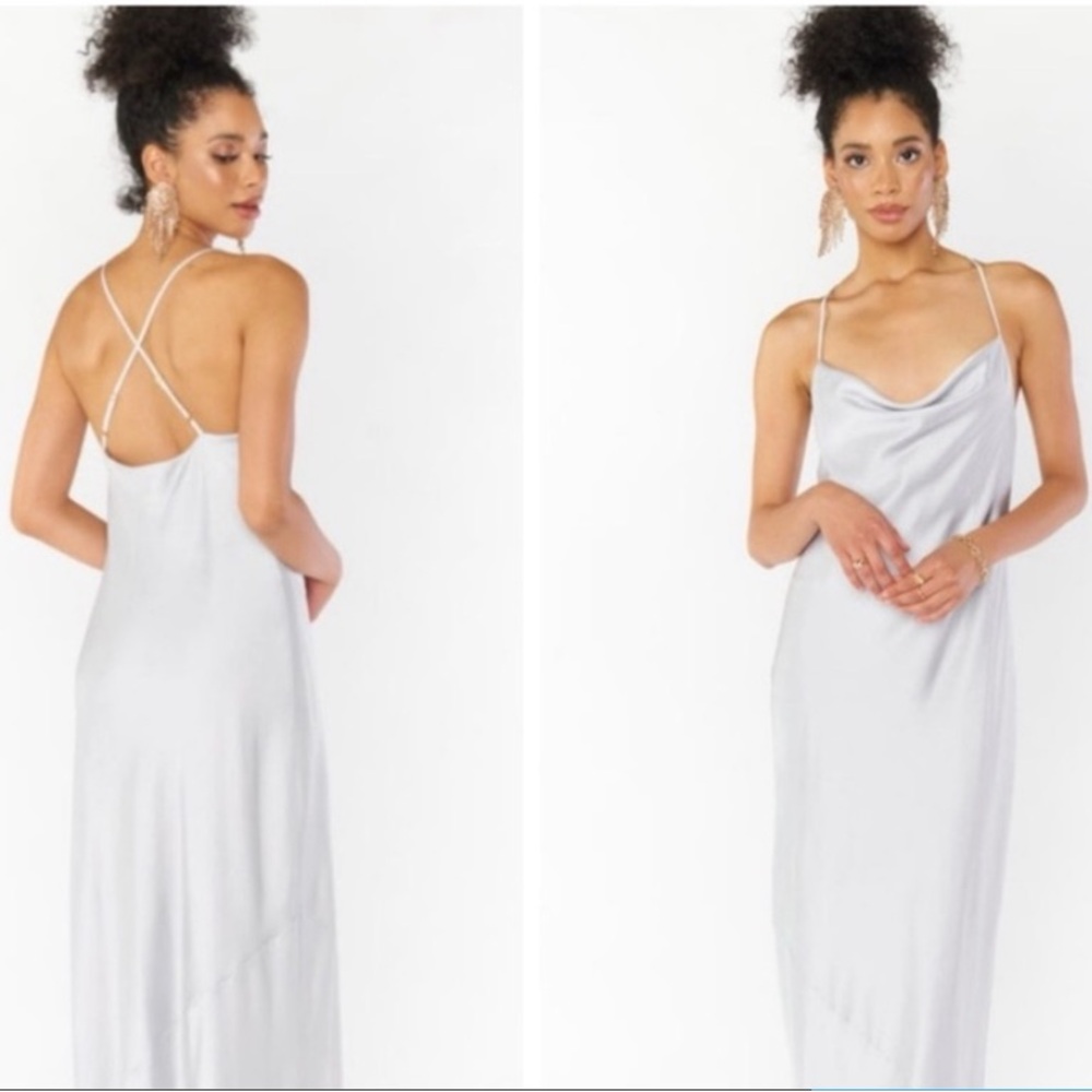 New Show Me Your Mumu Silver Luce Satin Dress